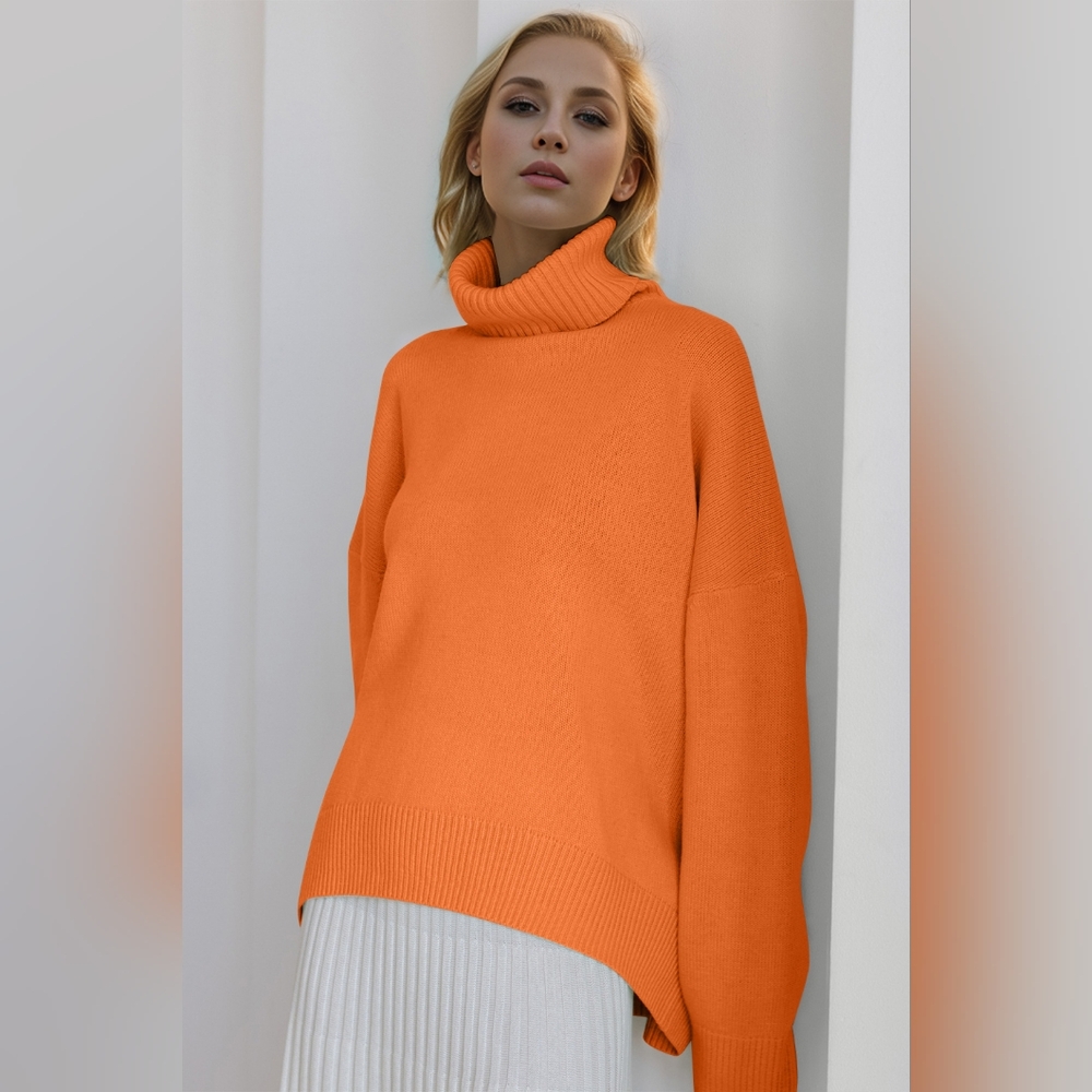 Basic Bae Turtleneck Dropped Shoulder Long Sleeve Sweater